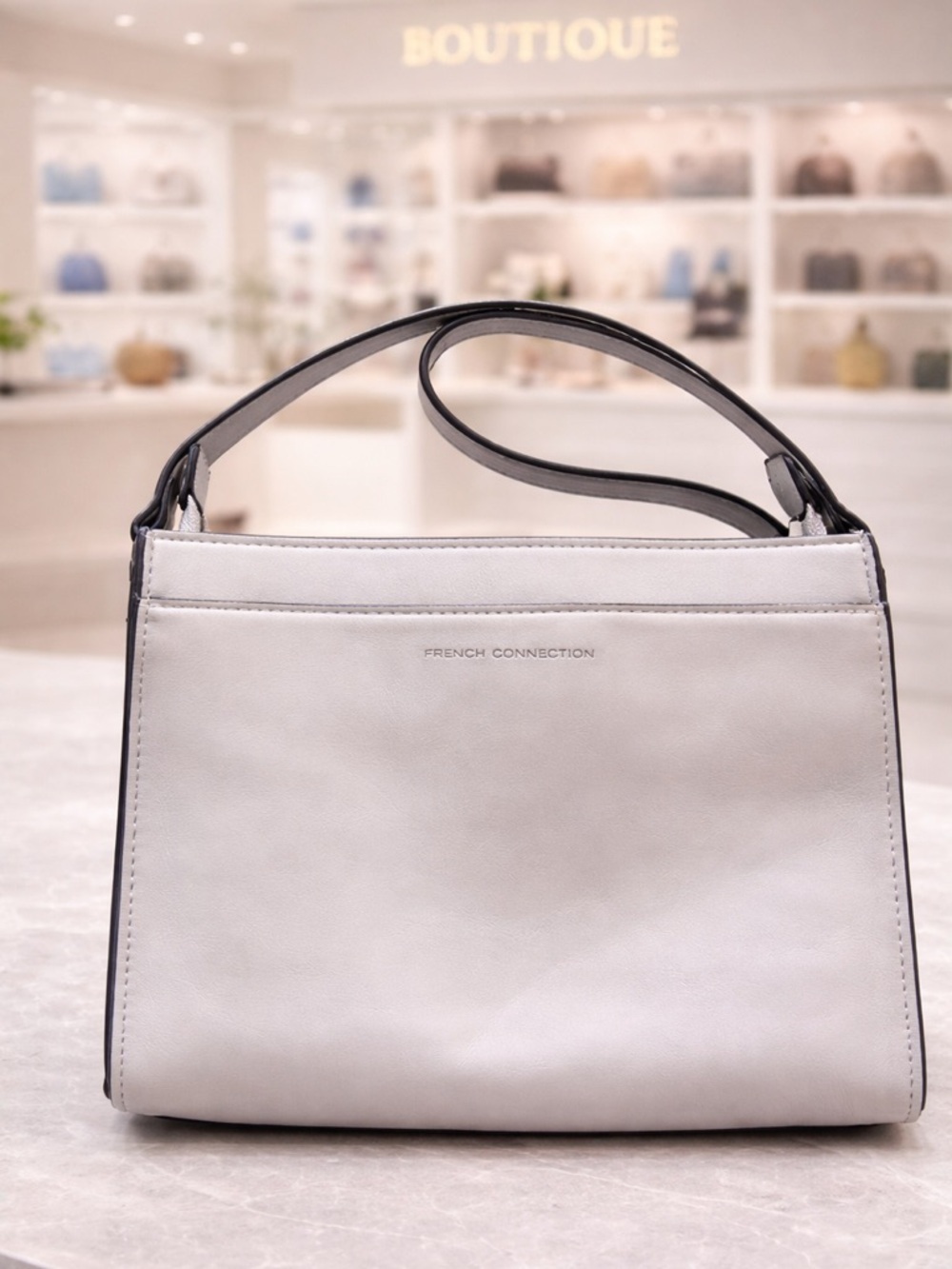 French Connection Gray Crossbody Shoulder Bag Minimalist Chic - Picture 3 of 6